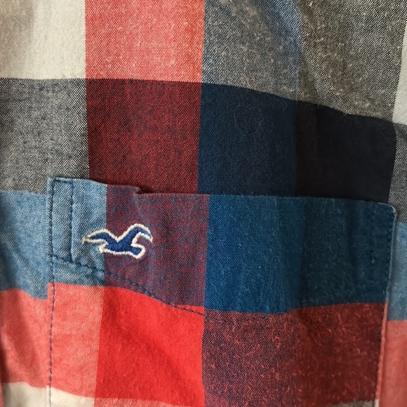 Hollister men’s size XS epic flex, stretch red blue & white plaid shirt - Picture 4 of 5